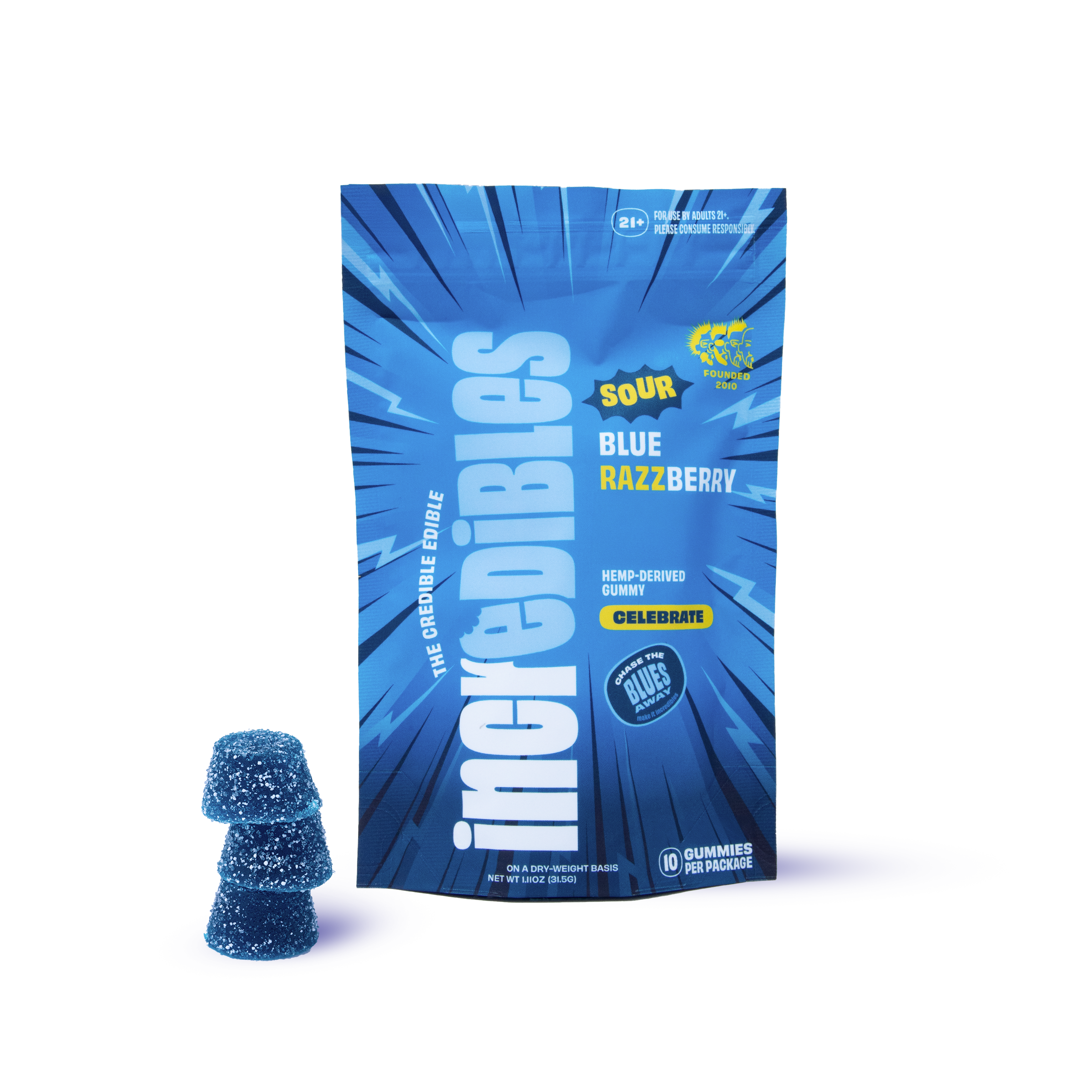 Sour Blue Razzberry Gummies 10MG